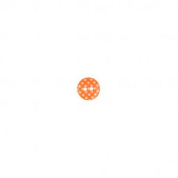 Kunststoffknopf in Orange mit Tupfen, 13 mm Durchmesser